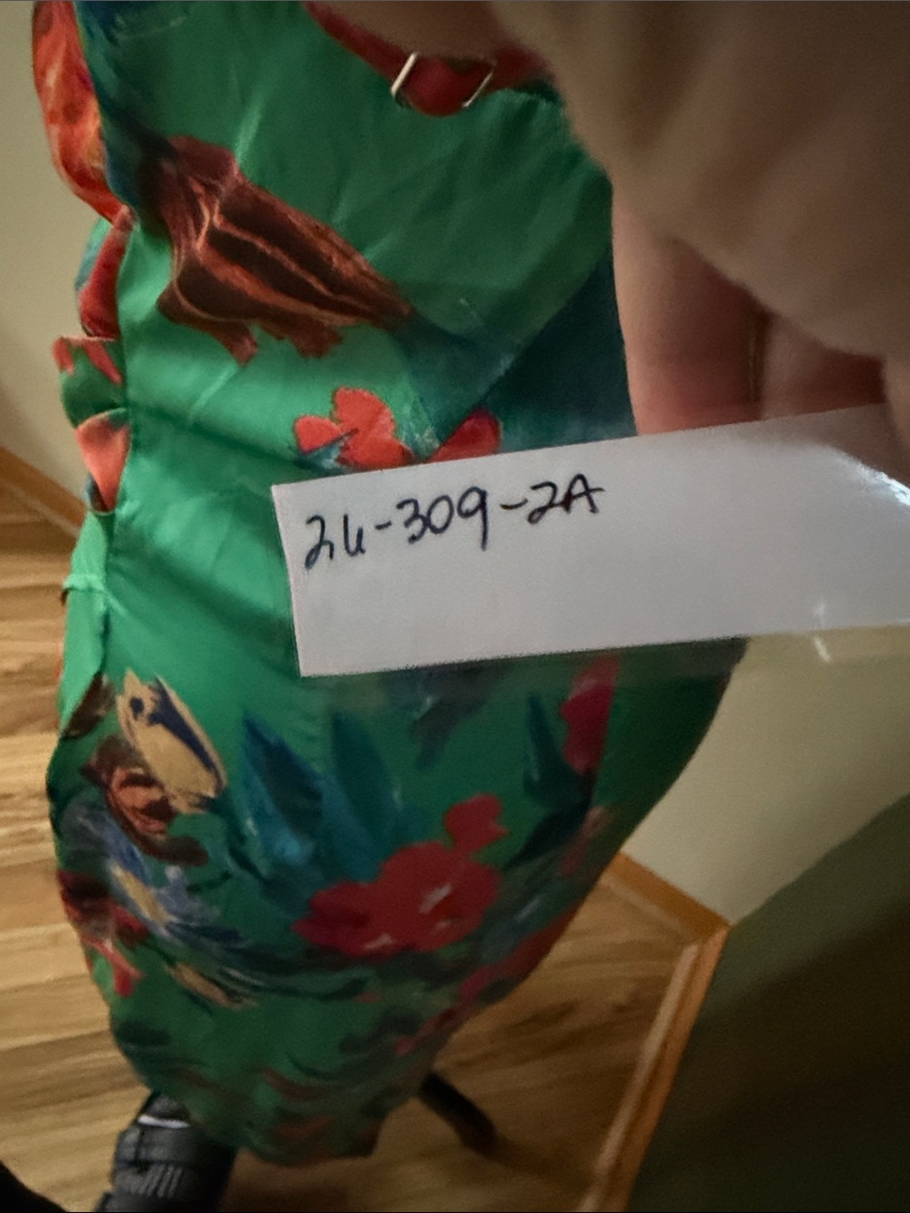Inmod Green Floral Midi Slip Dress with Red Bloom Print - Picture 6 of 6